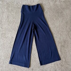 Alashan Silk & Cashmere Pull On Cropped Pants M Navy Blue Casual Lounge NWT